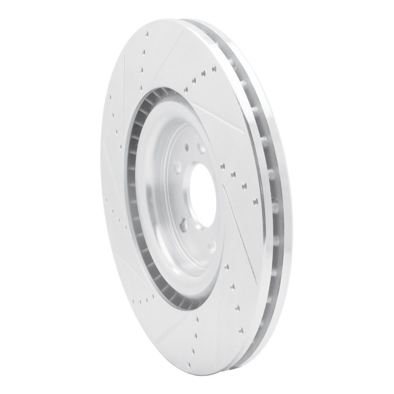 Ford Mustang Brake Rotor (1) - Front Right - R1 Concepts - Drilled & Slotted - Silver - `13-`14